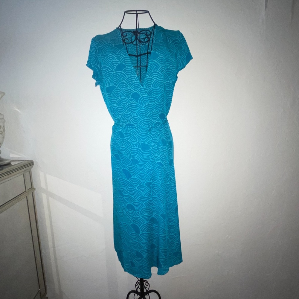 William B - Wrap around teal dress